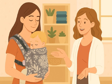 Mamička s bábätkom v nosiči Šatkaňa